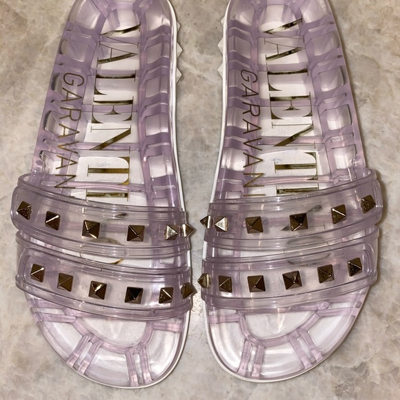 Valentino Garavani Shoes - Valentino transparent slides with gold studs!